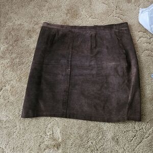 Elegant Brown Suede Skirt